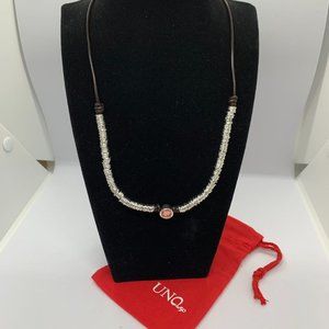 UNO de 50 Necklace Alloy Bead Necklace Silver Clasp With Padlock Logo Leather